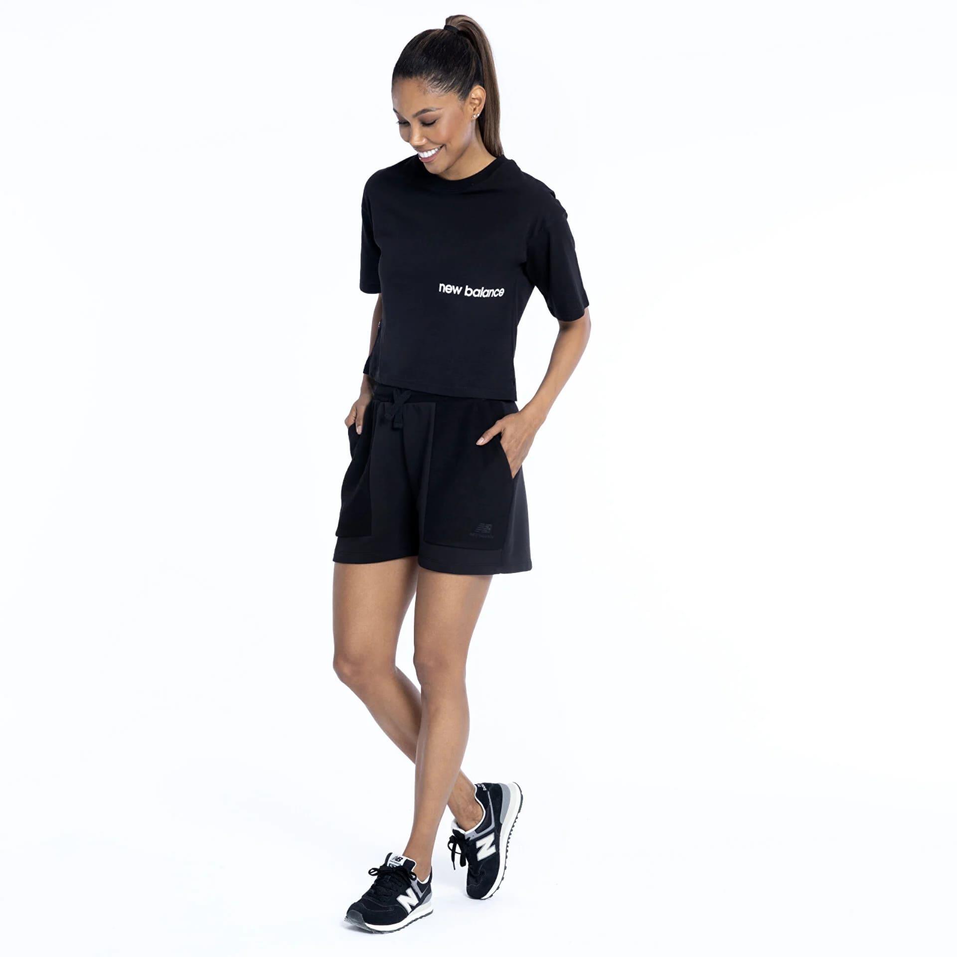 New Balance Pamuklu Siyah Kadın Şort WNS1357-BK