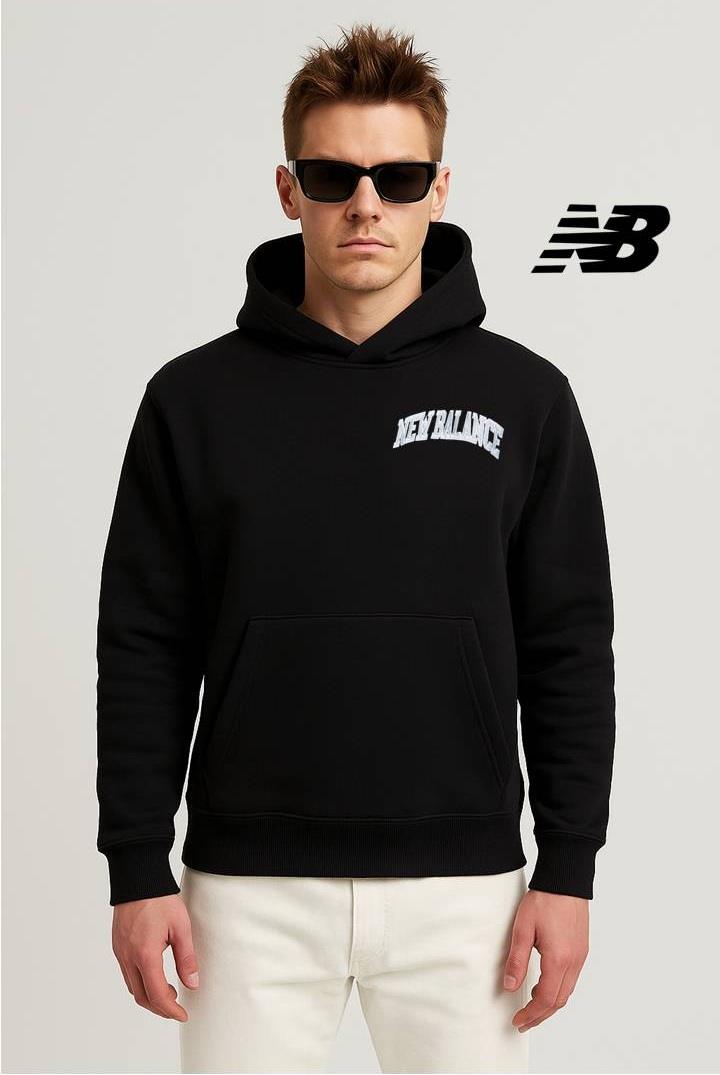 New Balance Siyah Erkek Hoodie Kapşonlu Sweatshirt UNH3350-BK