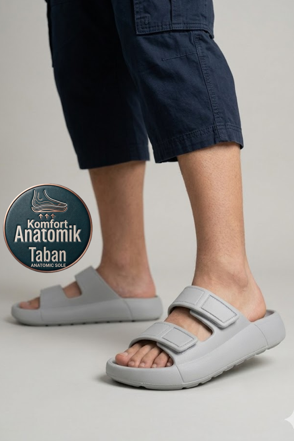 Oregon Shoes FeelUp Comfort Eva Erkek Deniz Günlük Cırtlı Terlik Gri