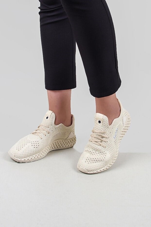 Pierre Cardin Kadın Bej Örgü Bağcıklı Spor Ayakkabı 30680