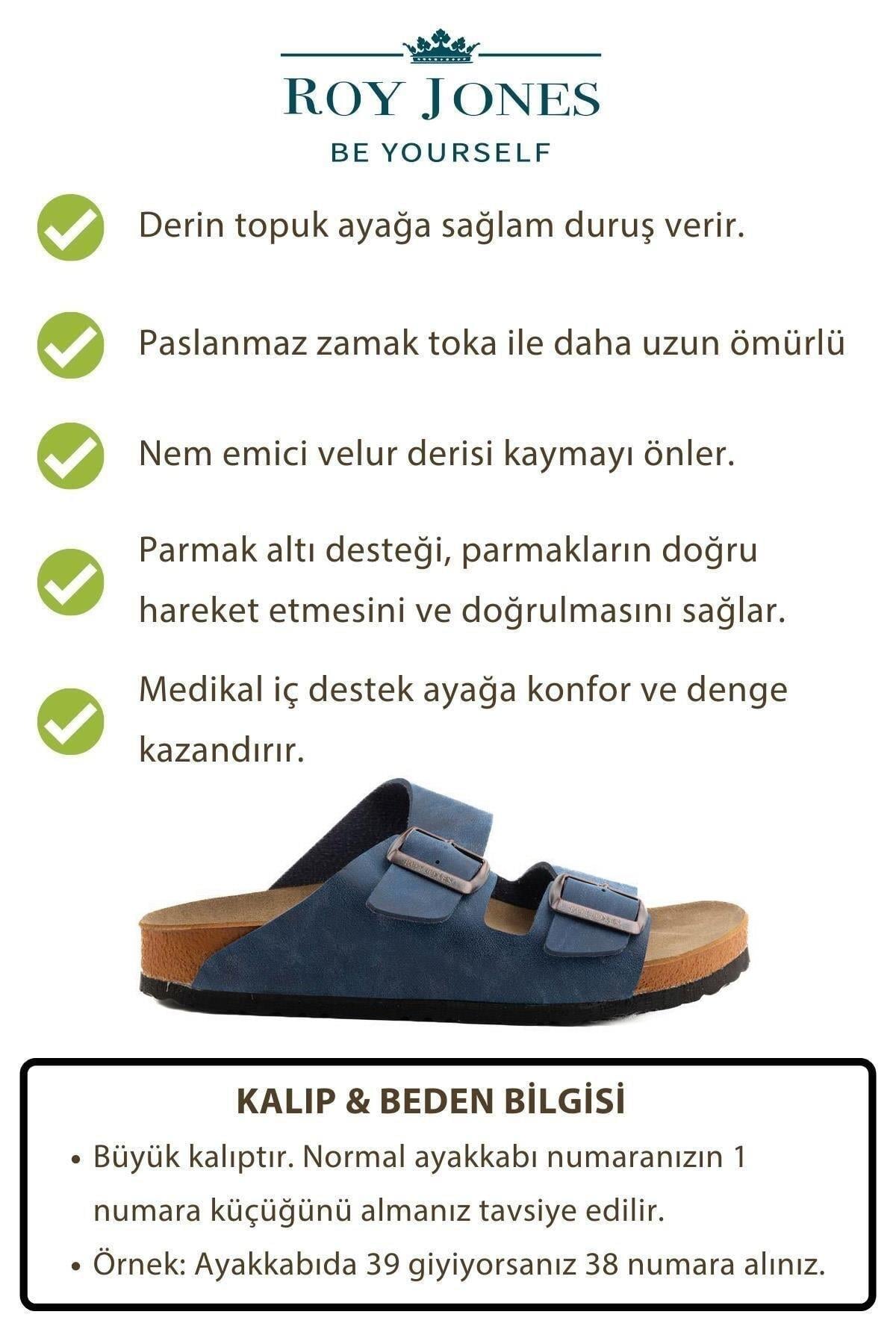 Roy Jones 7001 Unisex Lacivert Çift Toka Günlük Terlik