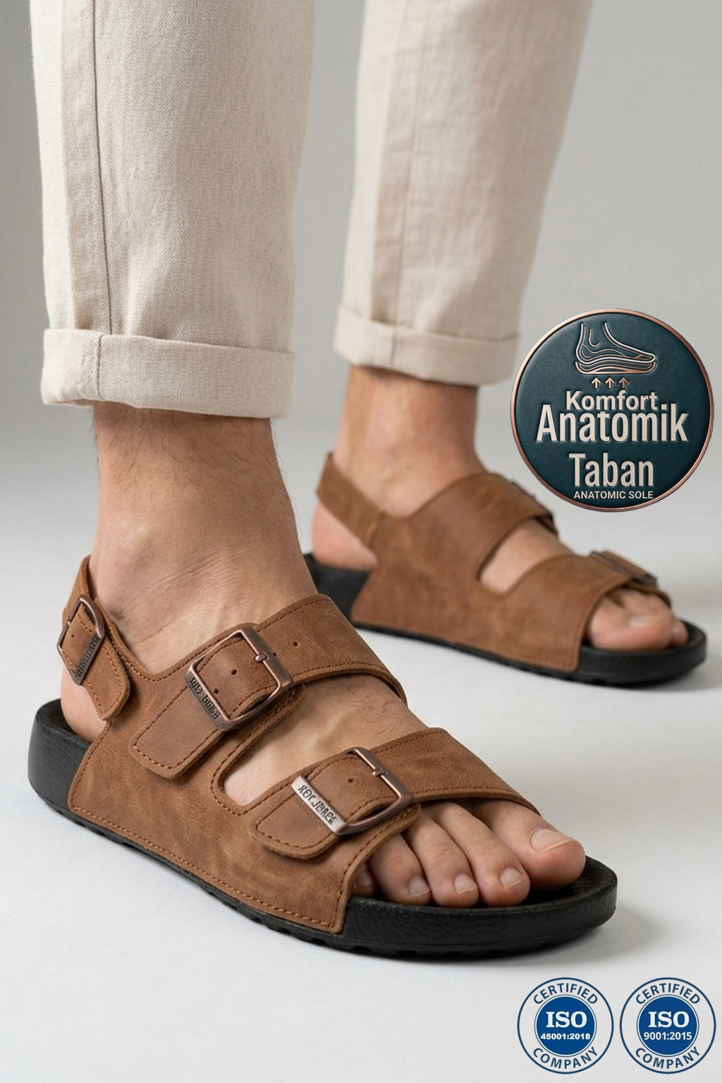 Roy Jones Barcelona Urban Taba Erkek Çift Tokalı Günlük Sandalet 5003
