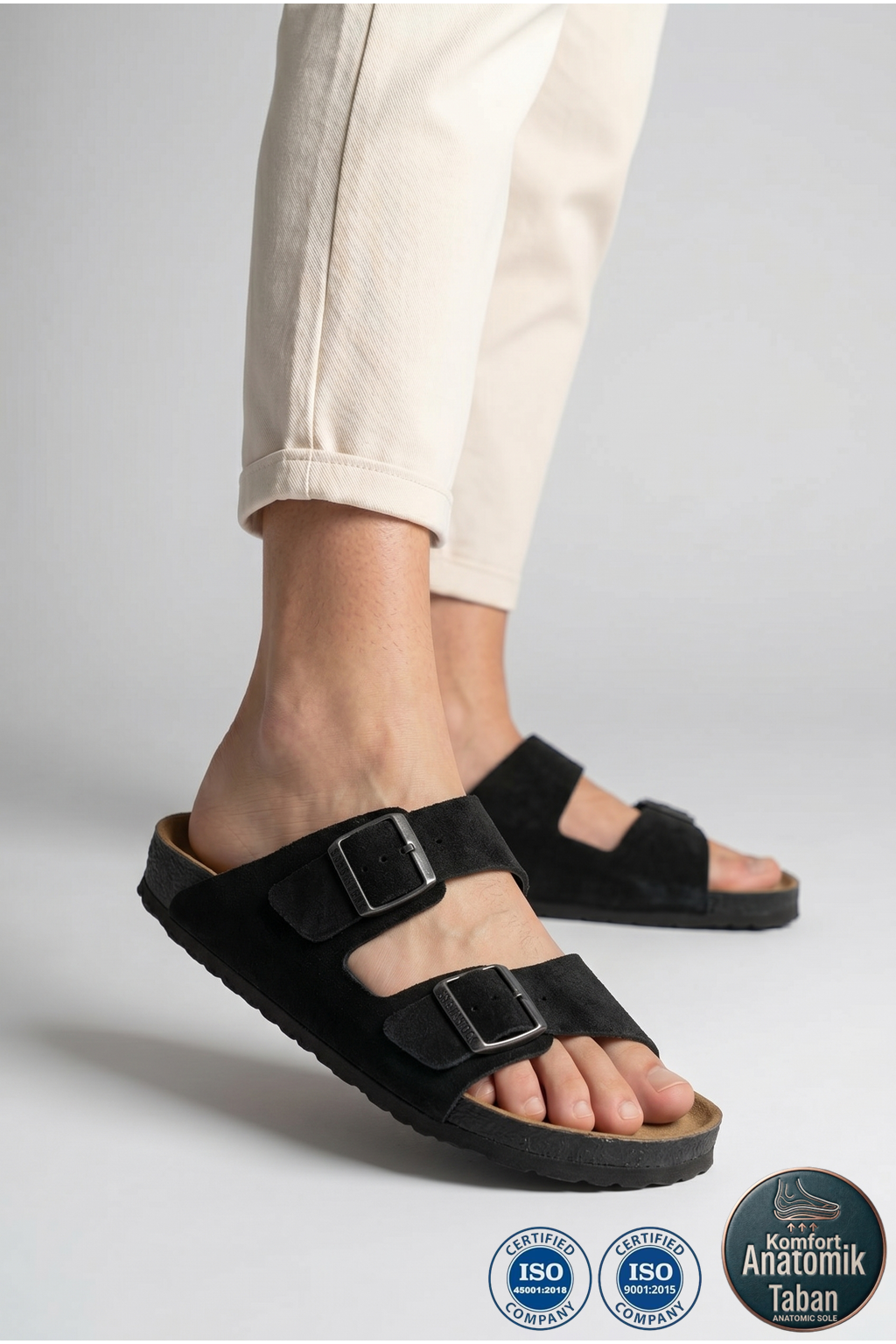 Roy Jones BreezeStep Unisex Siyah Çift Toka Günlük Terlik 6500