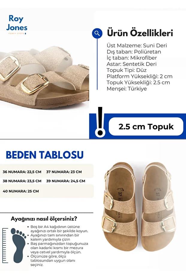 Roy Jones Kadın Altın Tokalı Günlük Sandalet 6300