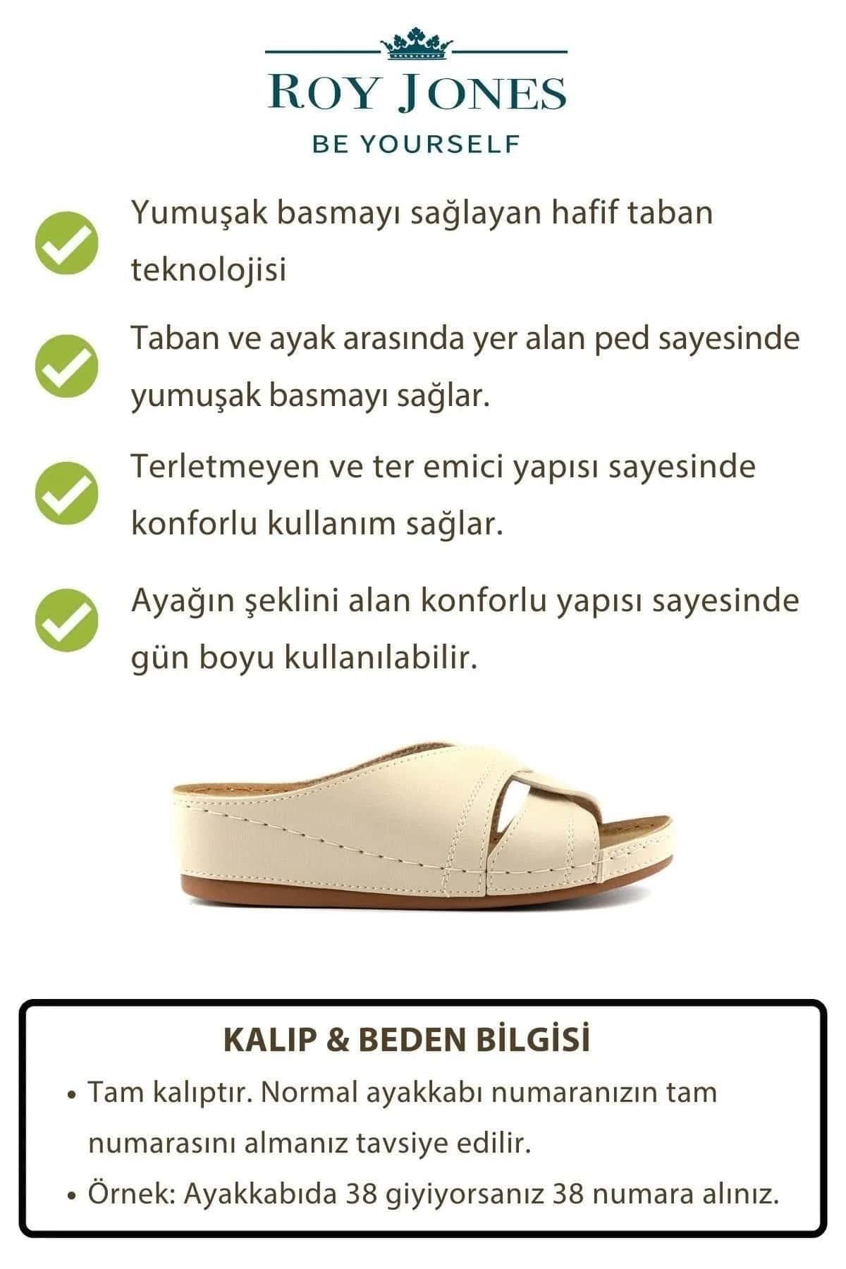 Roy Jones Kadın Bej Kısa Topuk Günlük Ev Terlik 1816