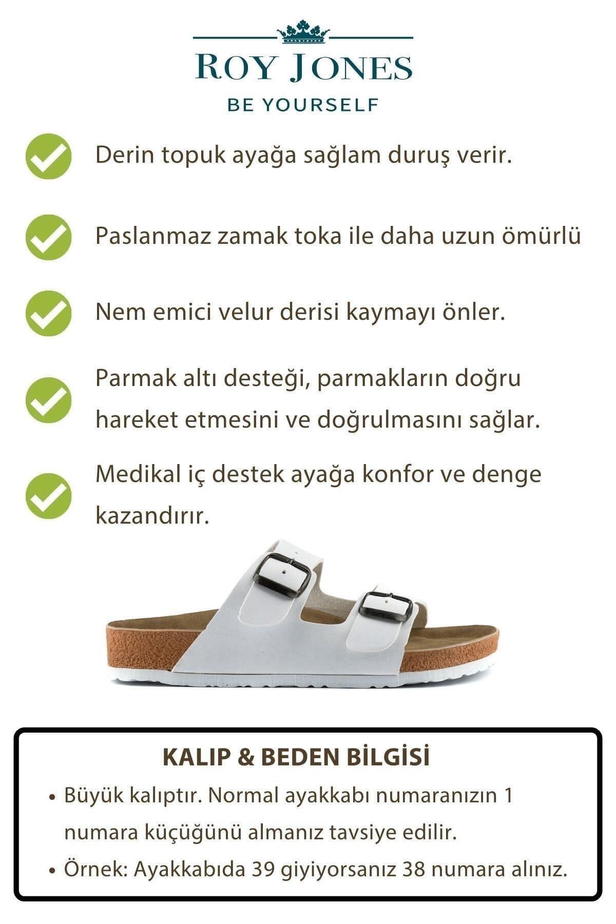 Roy Jones Unisex Beyaz Çift Toka Günlük Terlik 7001