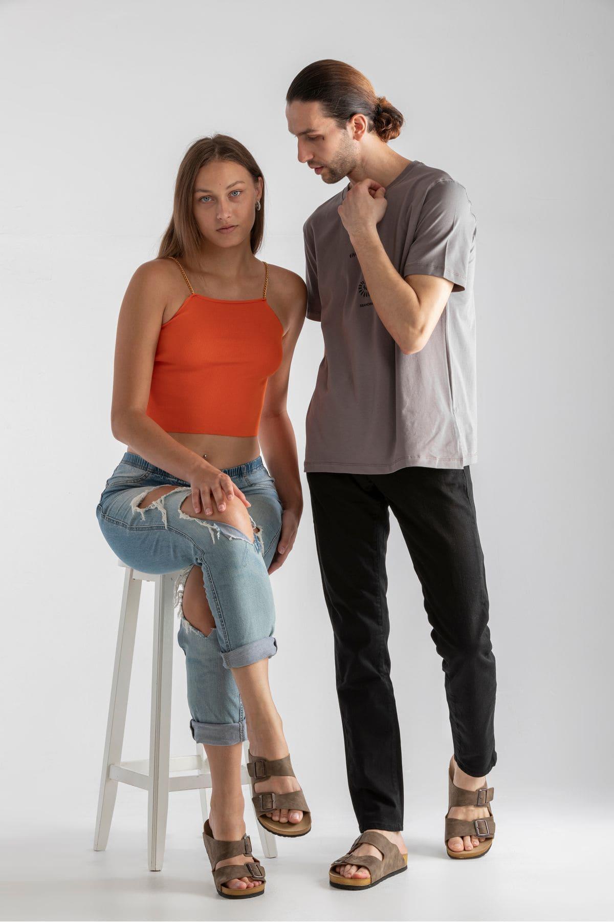 Roy Jones Unisex Kahve Çift Toka Günlük Terlik 7001
