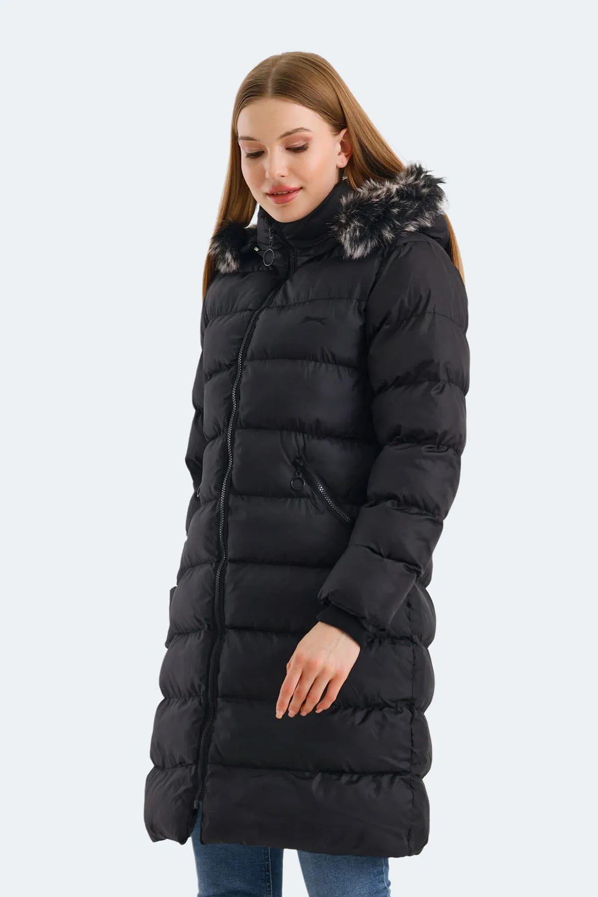 Slazenger Garlic In Kadın Puffer Uzun Şişme Mont Siyah