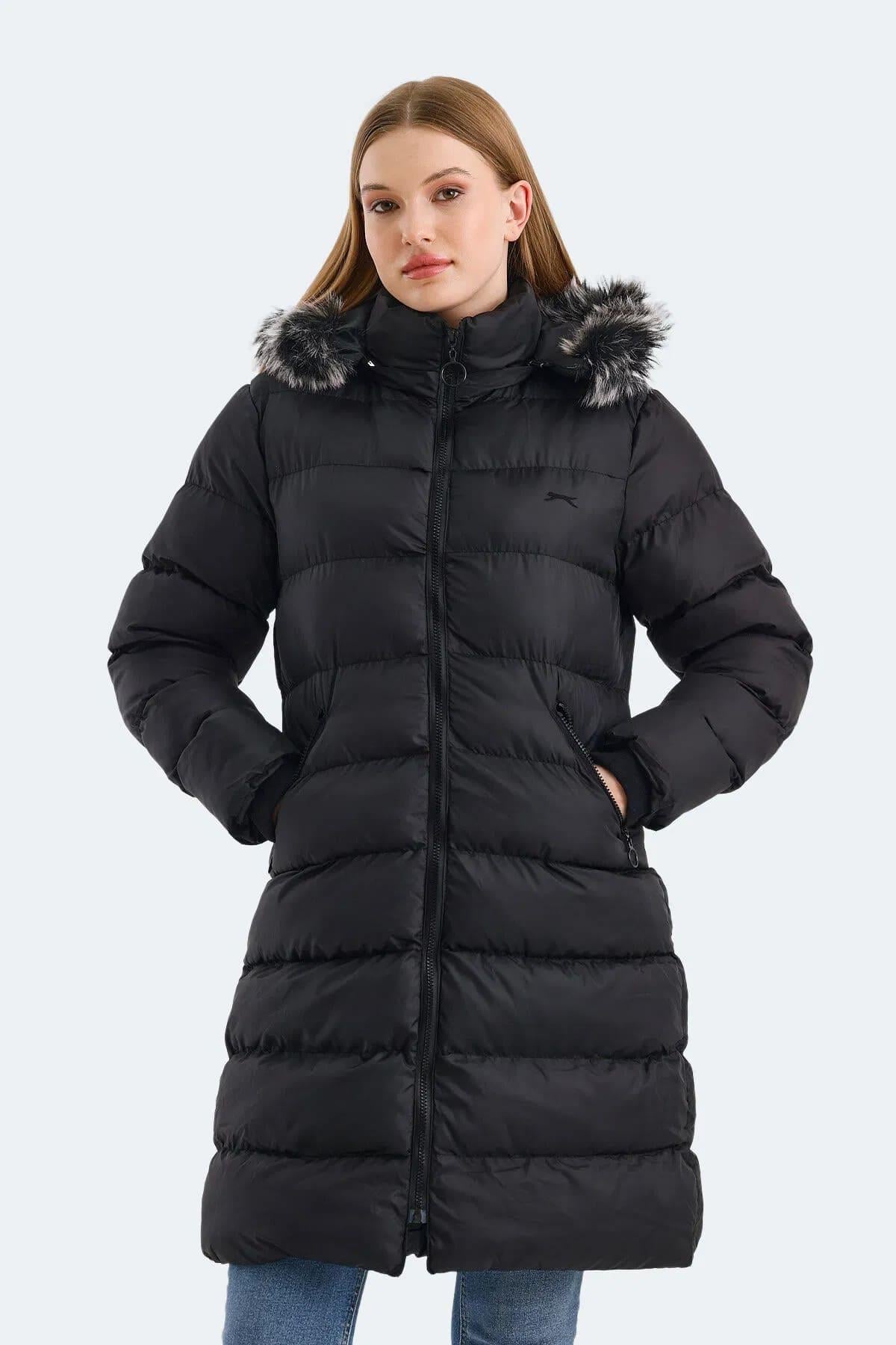 Slazenger Garlic In Kadın Puffer Uzun Şişme Mont Siyah