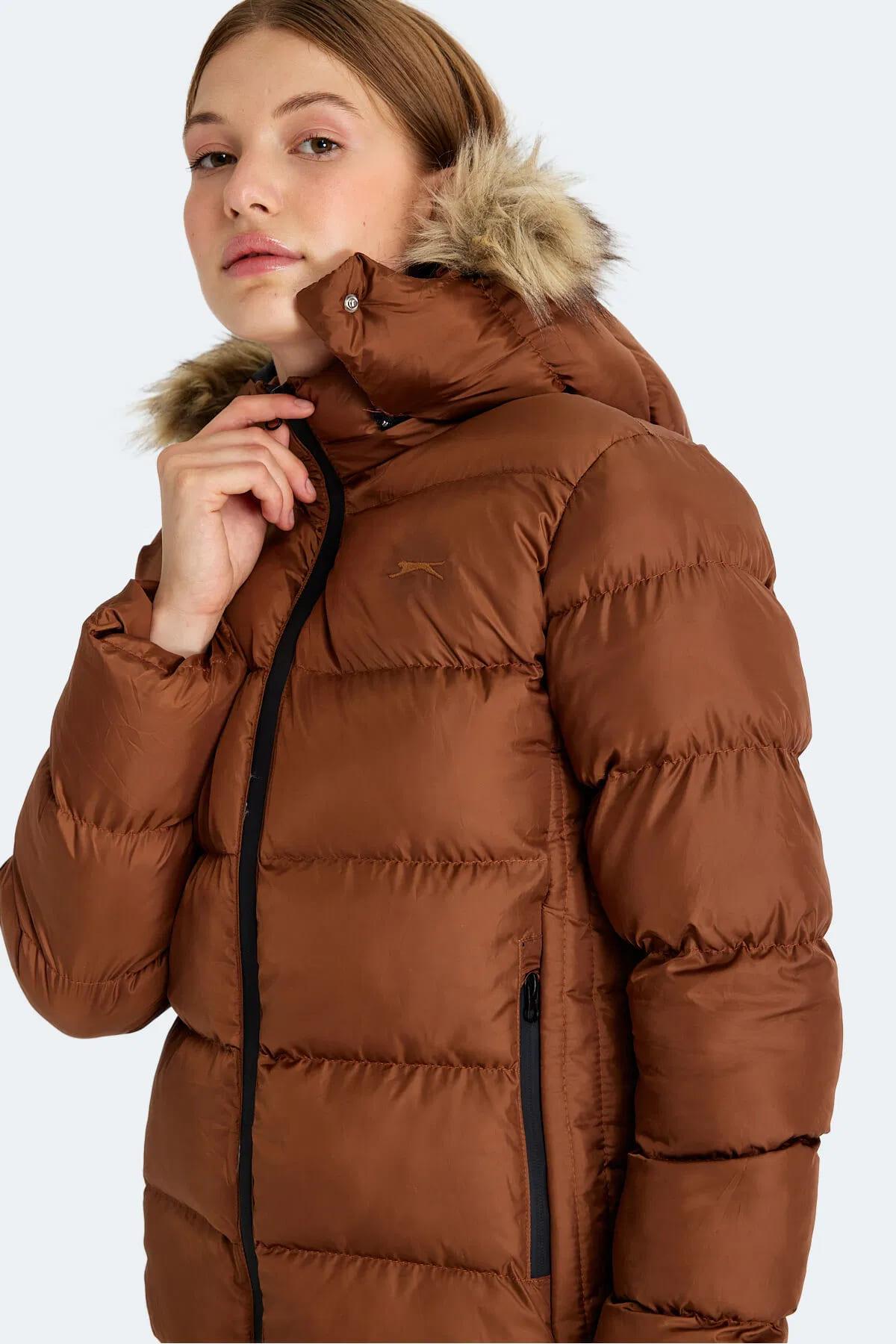 Slazenger Guest Kadın Puffer Şişme Mont Taba