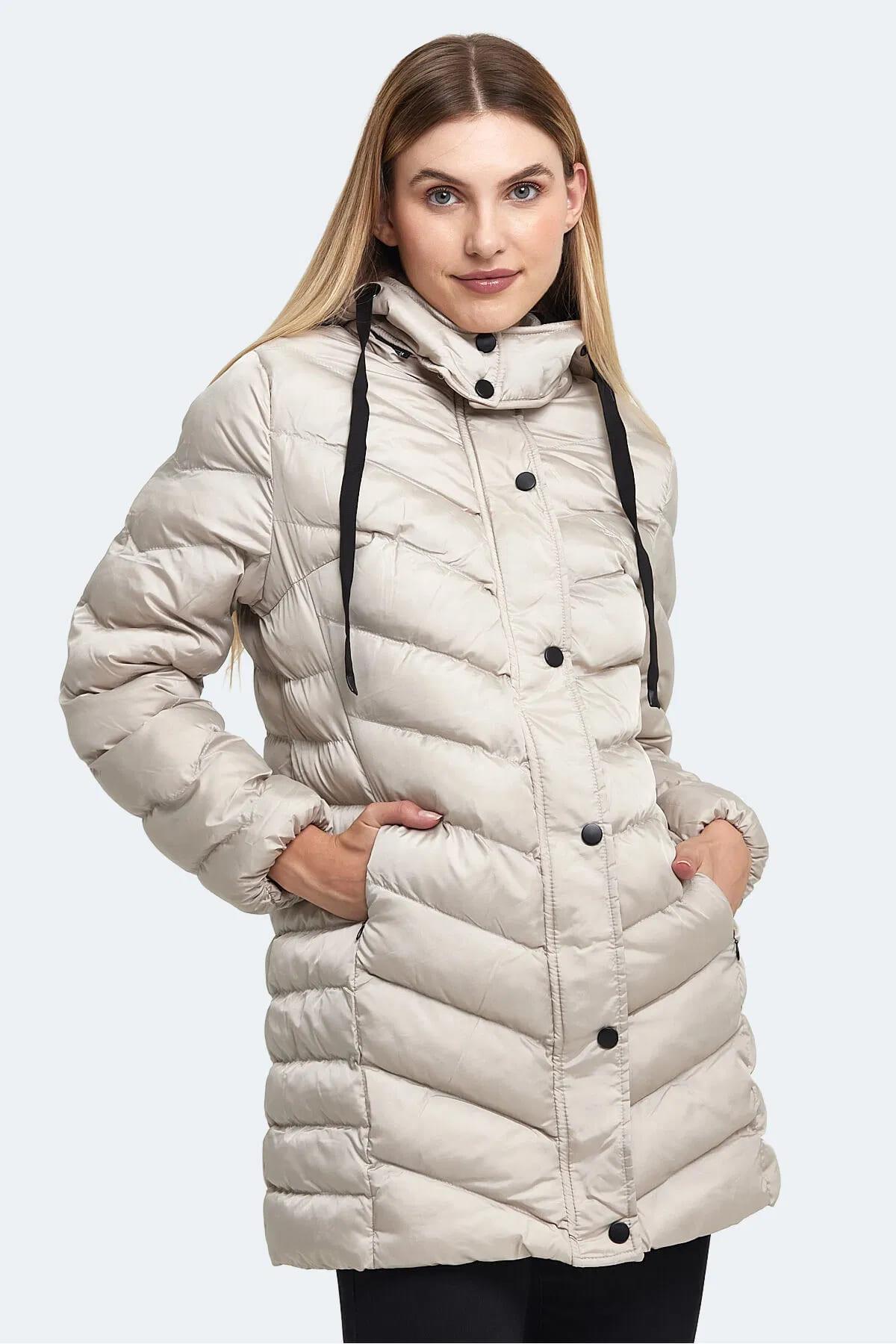 Slazenger Gwen In Kadın Puffer Uzun Şişme Mont Beyaz