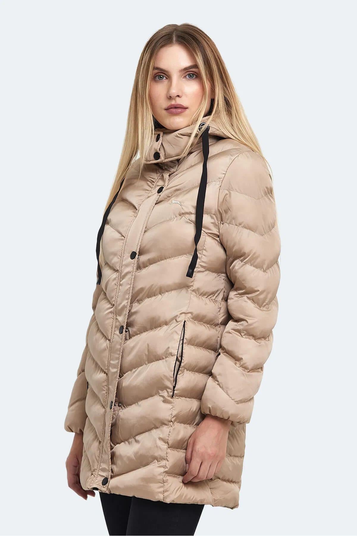 Slazenger Gwen In Kadın Puffer Uzun Şişme Mont Vizon