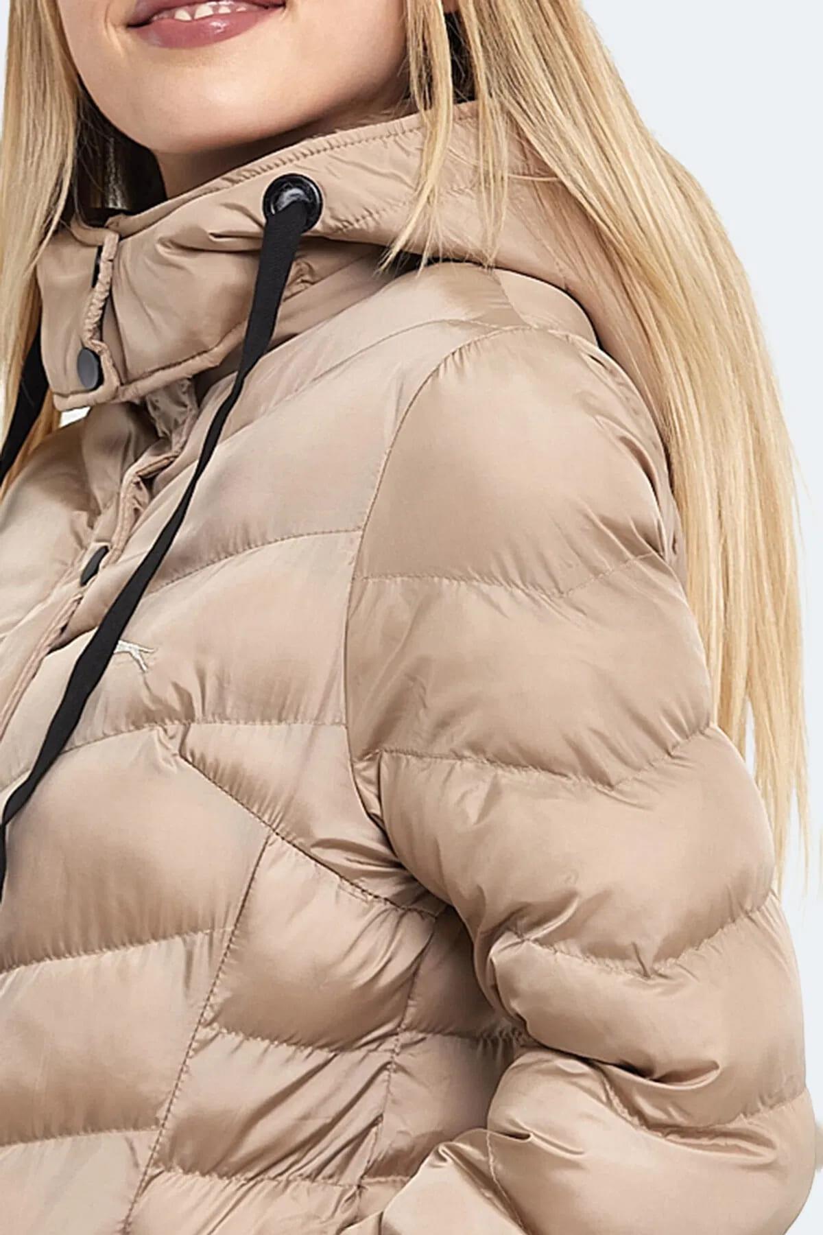 Slazenger Gwen In Kadın Puffer Uzun Şişme Mont Vizon