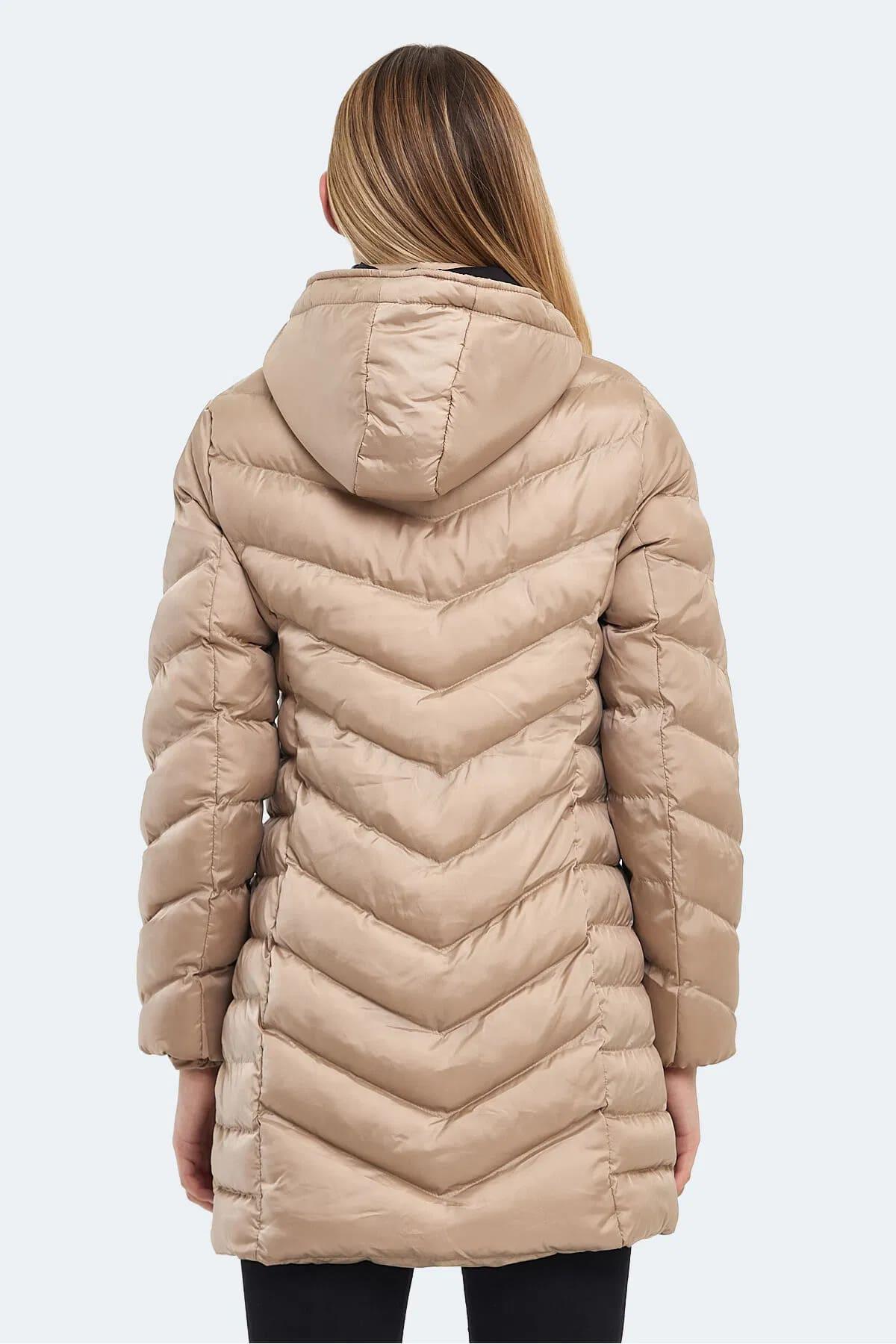 Slazenger Gwen In Kadın Puffer Uzun Şişme Mont Vizon