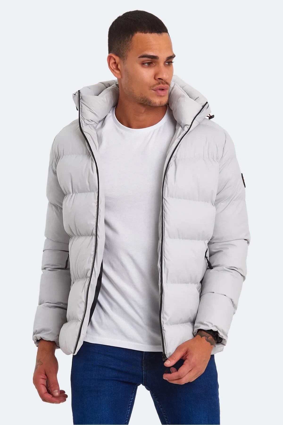 Slazenger Hank Erkek Puffer Şişme Mont Kaban Taş Gri