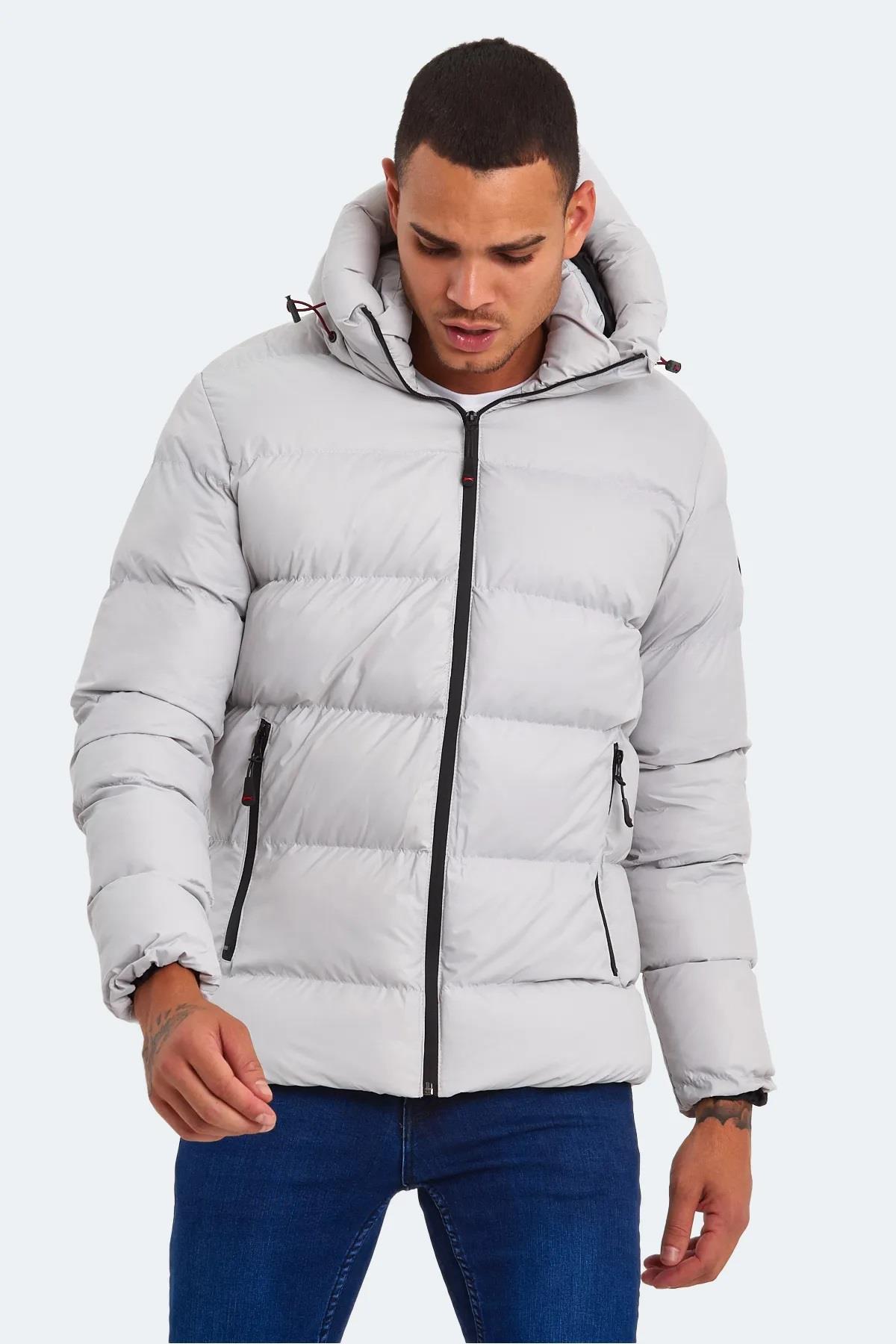Slazenger Hank Erkek Puffer Şişme Mont Kaban Taş Gri