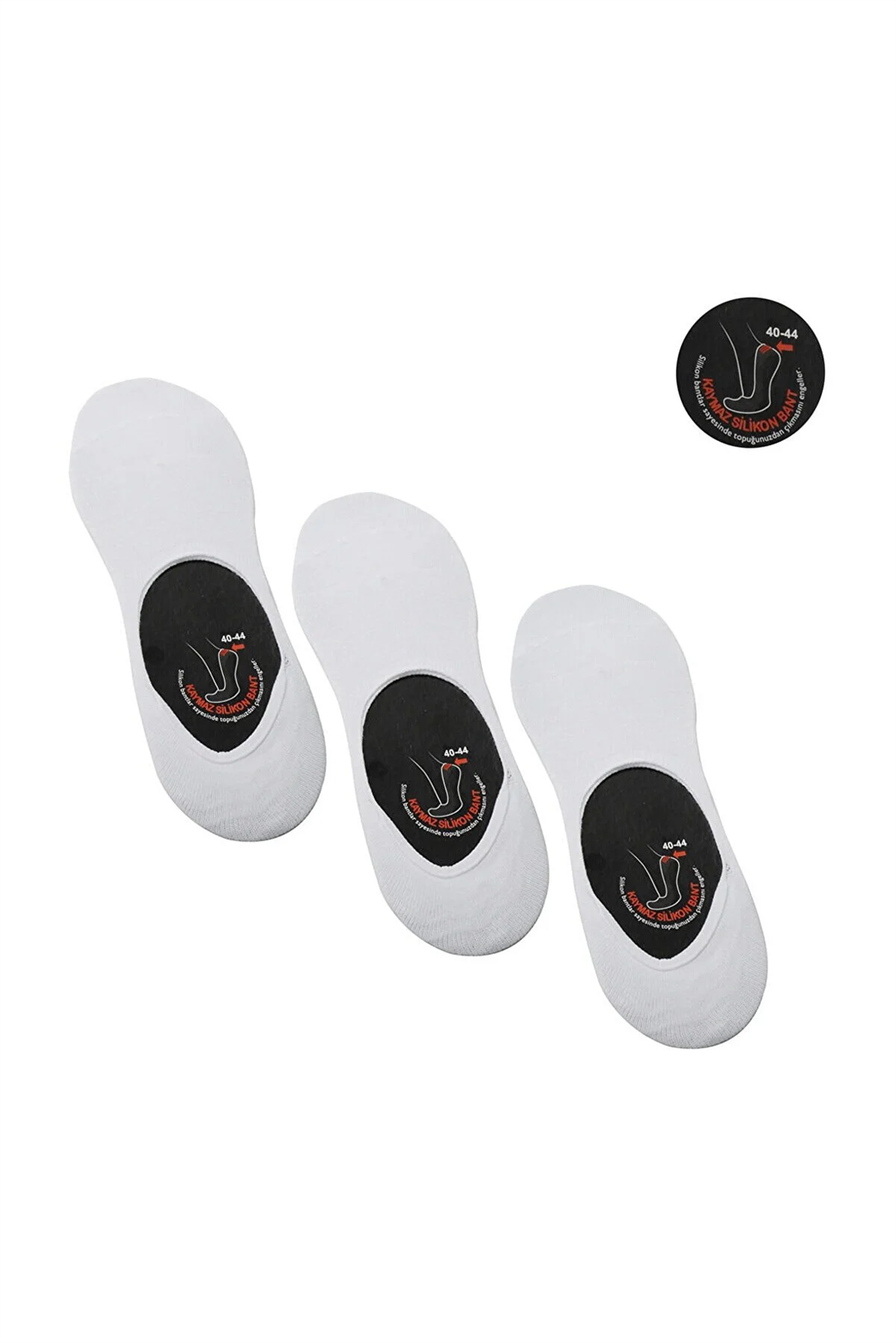 Slazenger Jail Babet Erkek Spor Babet Çorap 40-44 Beyaz 3 lü Paket v1