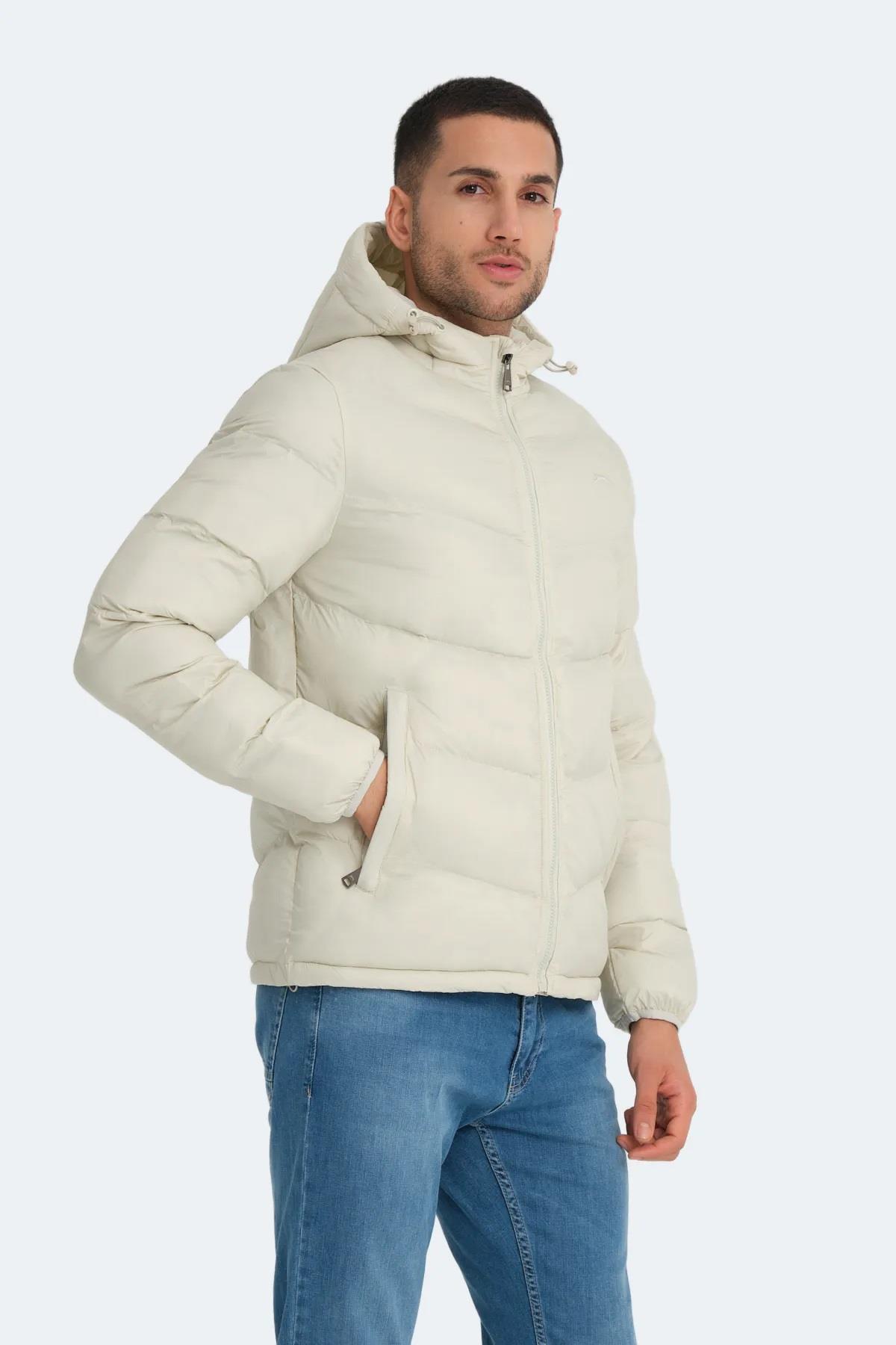 Slazenger World In Erkek Puffer Şişme Mont Kırık Beyaz