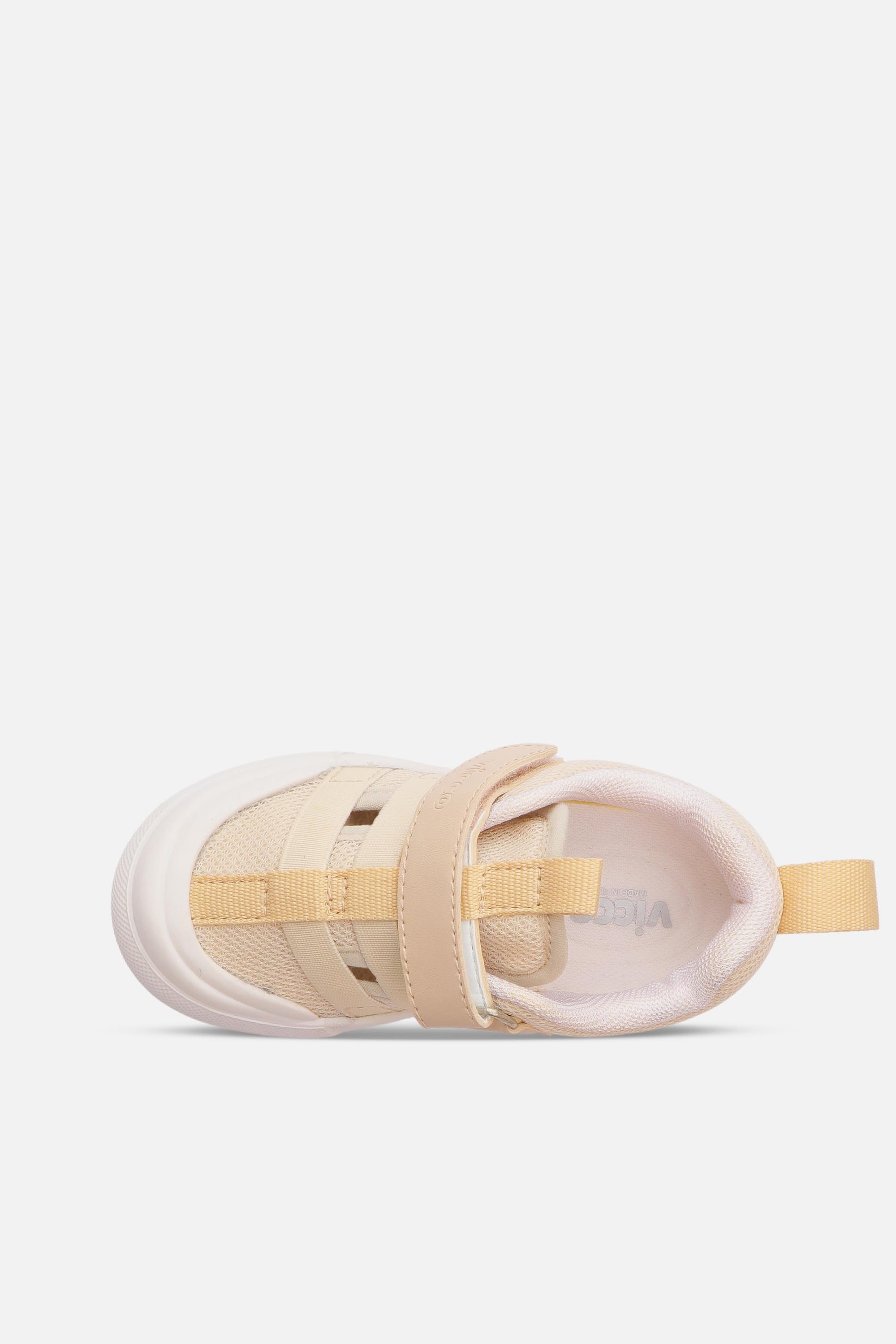 Vicco 346.B24Y.145-15 Momo Işıklı Cırtlı Keten Bej Çocuk Günlük Ayakkabı