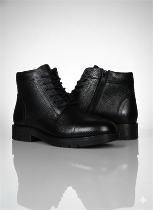 OREGON ® I 100 Montra Fermuarlı Bağcıklı Siyah Hakiki Deri Erkek Bot