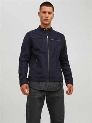 Jack & Jones JJEROCKY Süet Deri Erkek PU Deri Mont Jet Black Süet 12147218