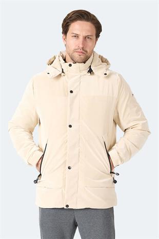 Slazenger GRIM Erkek Çıkarılabilir Kapüşonlu Bej Mont & Kaban