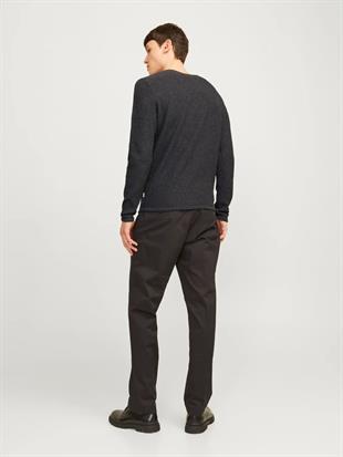 Jack & Jones JJECOOPER KNIT Koyu Gri Melanj Erkek Sweat Kazak 12258407