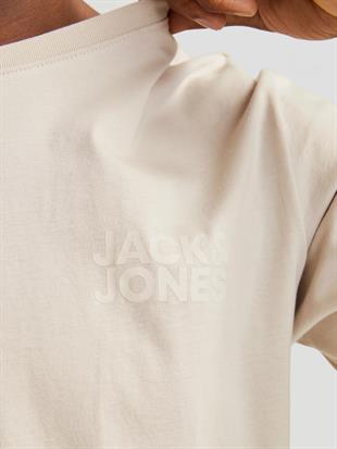 Jack & Jones Corplogo Küçük Logo Erkek Krem Tişört 12151955
