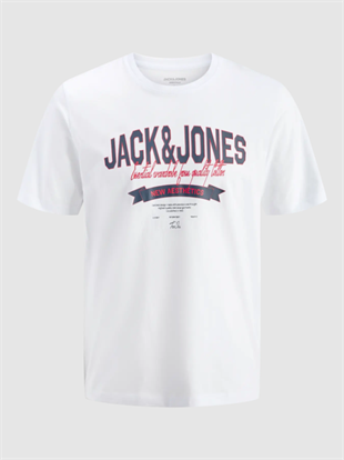 Jack & Jones JJELOGO Erkek Beyaz Tişört 12288016