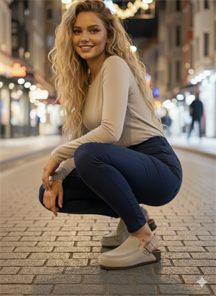 Manijero Alba Premium MNR.010.05 Kadın Bej Günlük Hakiki Deri Sandalet Terlik