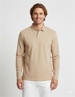 Jack & Jones JPRCCRODNEY LS Polo Yaka Bej Erkek Sweat Shirt 12259645