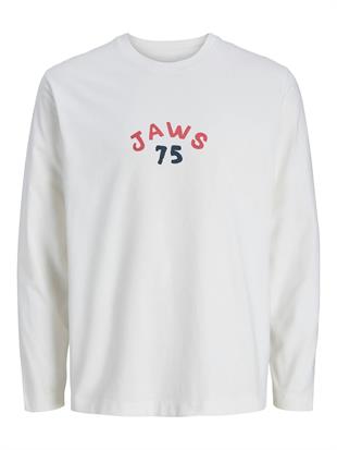 Jack & Jones JORJAWS LS Bisiklet Yaka Kırık Beyaz Erkek Sweatshirt 12286615