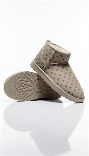 Pierre Cardin Baskılı Kadın İçi Peluş Süet Bej Günlük Bot 55391