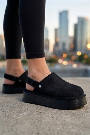 Roy Jones Hobart Kadın İçi Kürklü Siyah Yüksek Taban Günlük Terlik 9000-104
