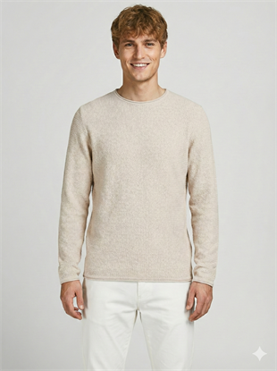 Jack & Jones JJECOOPER KNIT Koyu Krem Bej Erkek Sweat Kazak 12258407