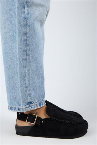 Manijero Alba Premium MNR.010.03 Kadın Siyah Günlük Hakiki Deri Sandalet Terlik