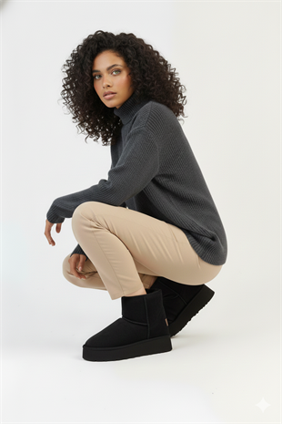 Pierre Cardin Kadın İçi Peluş Süet Siyah Yüksek Taban Günlük Bot 52710