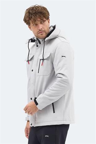 Slazenger GLEAM Erkek Kapüşonlu Taş Gri Mont & Kaban