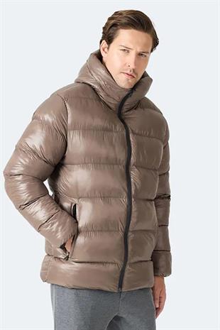 Slazenger HOOT Erkek Kapüşonlu Şişme Kahve Mont & Kaban