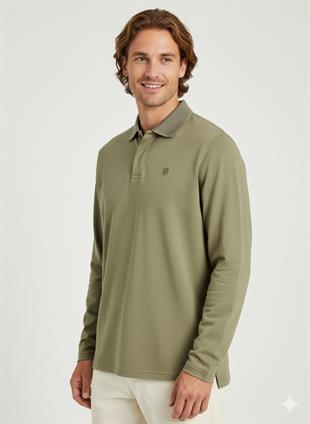 Jack & Jones JPRCCRODNEY LS Polo Yaka Yeşil Erkek Sweat Shirt 12259645