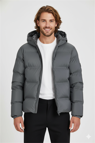 Jack & Jones JJKAITO PUFFER JACKET BF Erkek Mont Koyu Gri 12282300