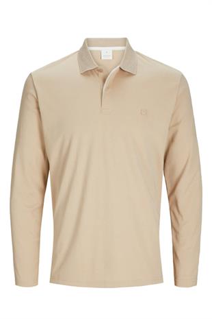 Jack & Jones JPRCCRODNEY LS Polo Yaka Bej Erkek Sweat Shirt 12259645