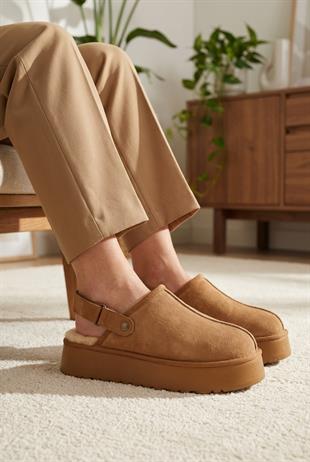 Roy Jones Hobart Kadın İçi Kürklü Taba Yüksek Taban Günlük Terlik 9000-104