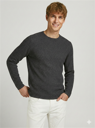 Jack & Jones JJECOOPER KNIT Koyu Gri Melanj Erkek Sweat Kazak 12258407