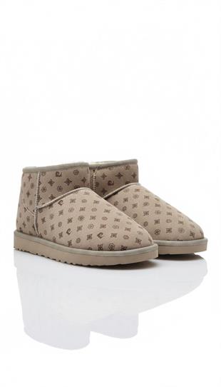 Pierre Cardin Baskılı Kadın İçi Peluş Süet Bej Günlük Bot 55391