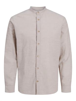 Jack & Jones JJESUMMER Band Erkek Keten Gömlek Bej 12269319
