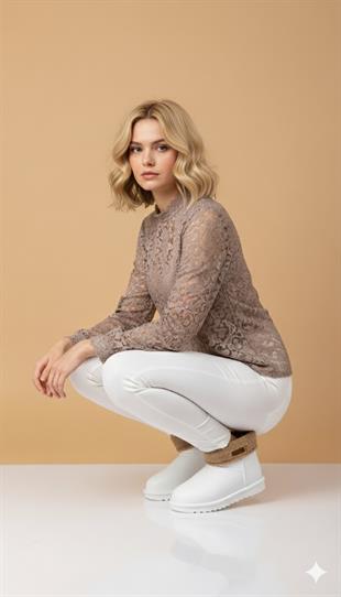 Pierre Cardin Kadın Kürklü Beyaz Günlük Yağmur Bot 55314