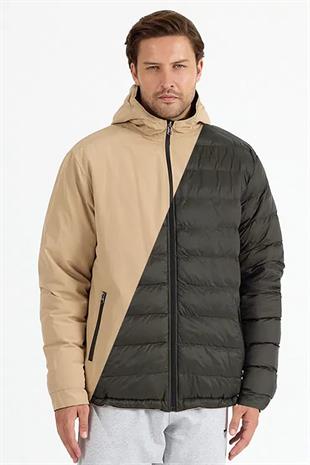 Slazenger BRELIS Erkek Çift Taraflı Bej Haki Mont & Kaban