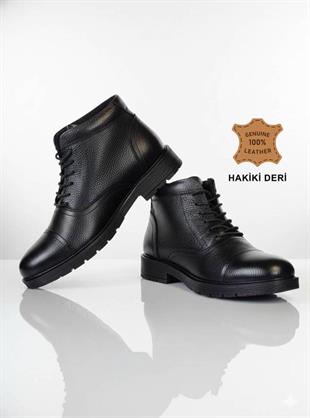 OREGON ® I 100 Montra Fermuarlı Bağcıklı Siyah Hakiki Deri Erkek Bot