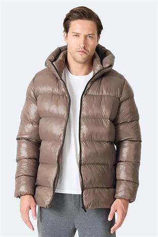 Slazenger HOOT Erkek Kapüşonlu Şişme Kahve Mont & Kaban